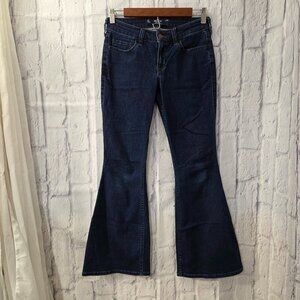 Hollister Classic Stretch 2 Short Dark Wash Denim Blue Low Rise Flare Jeans
